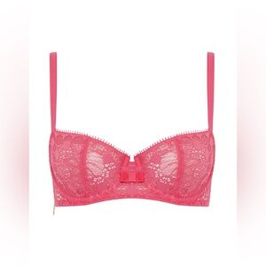 NWT! Chantelle Day to Night Unlined Lace Demi Bra Lingerie Rose Amour Size 36B